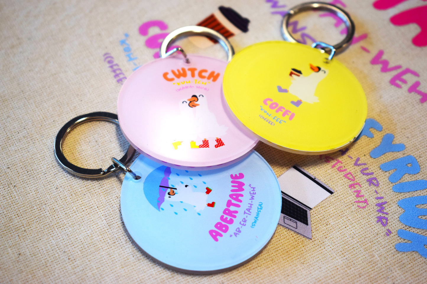 Swansea University Swan Design Keyring