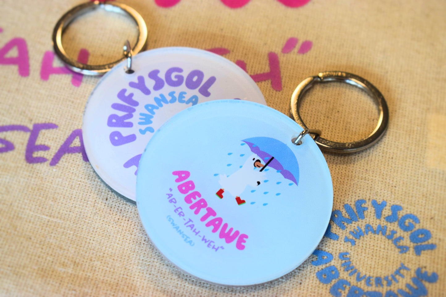 Swansea University Swan Design Keyring