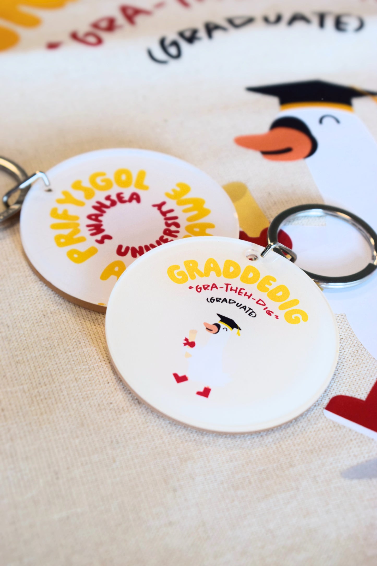 Swansea University Graduation Swan Keyring