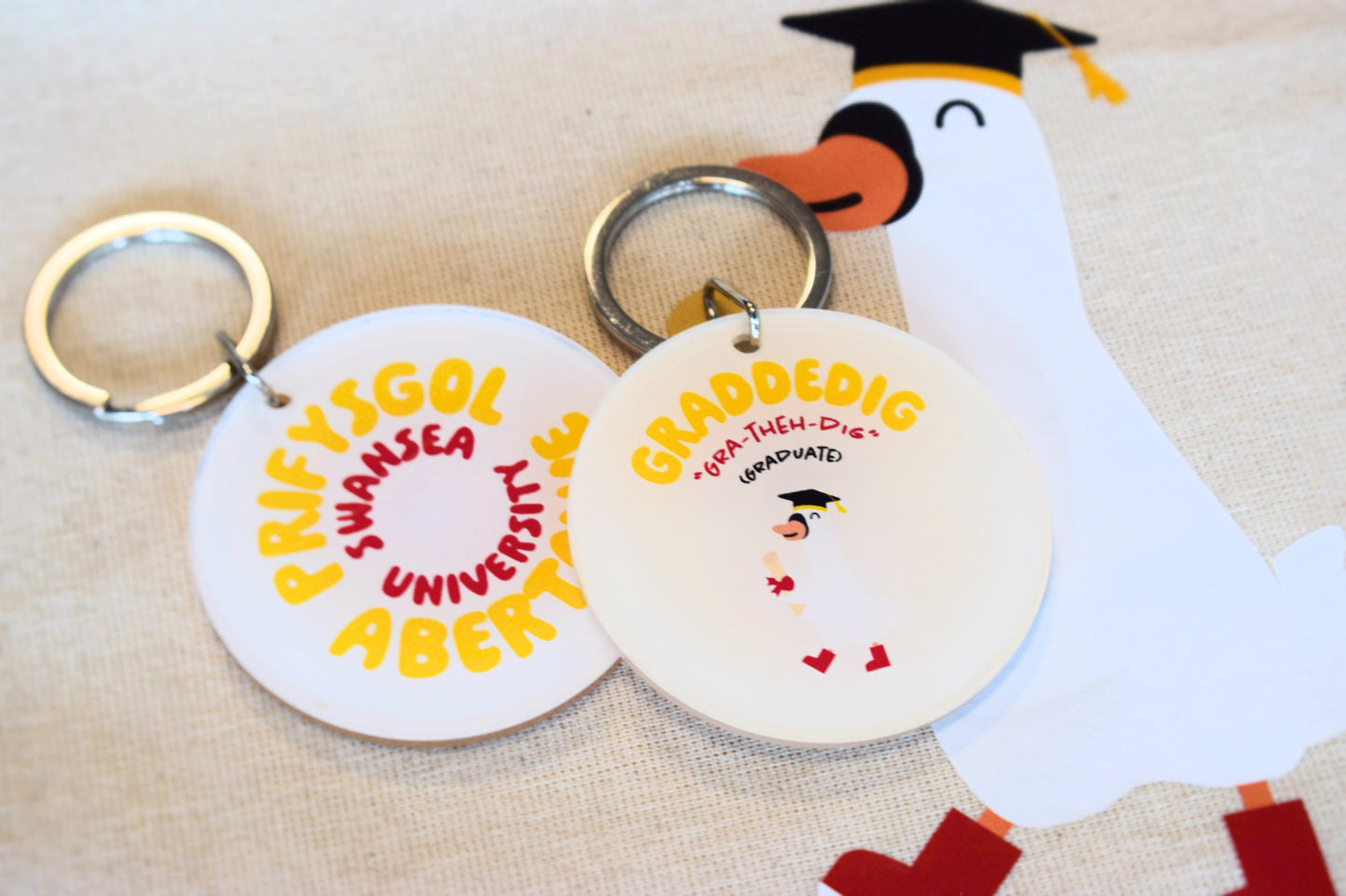Swansea University Graduation Swan Keyring